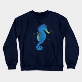 Riding a Sea Horse Scuba Diver by Tobe Fonseca Crewneck Sweatshirt